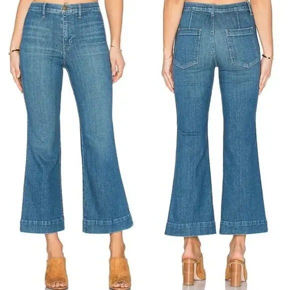 The Great. Sea Wide Leg High Rise Crop Jeans Women’s 26 Retro Boho Coastal Euro - Picture 1 of 15